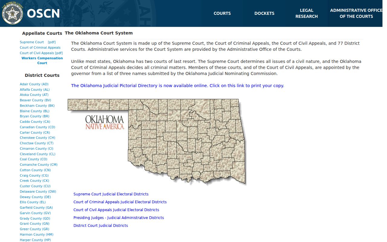 Custer County warrant search OSCN court records