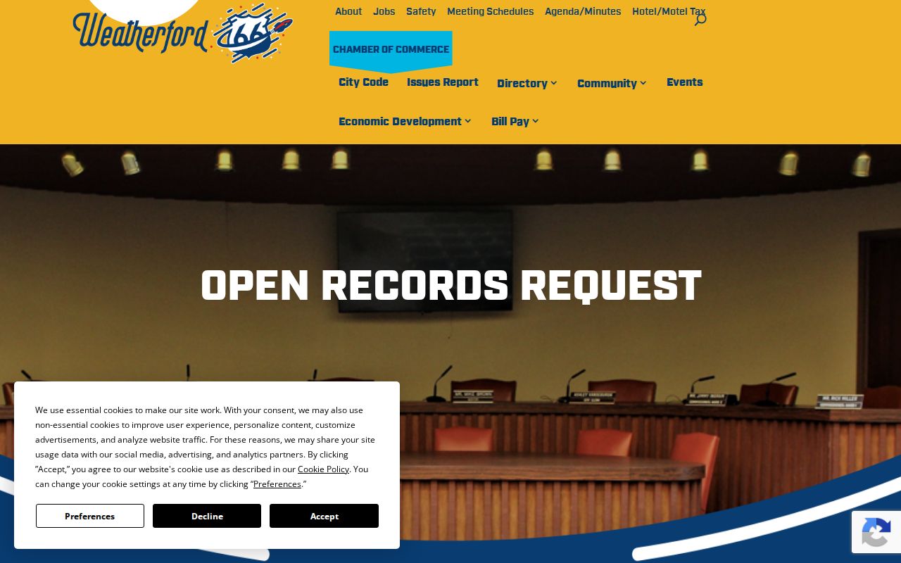 Custer County municipal court warrant Weatherford records request