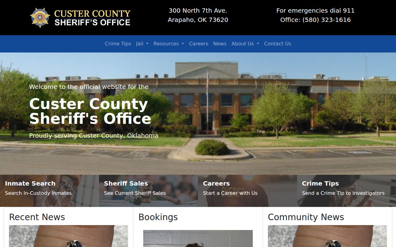 Custer County warrant records official Sheriff site