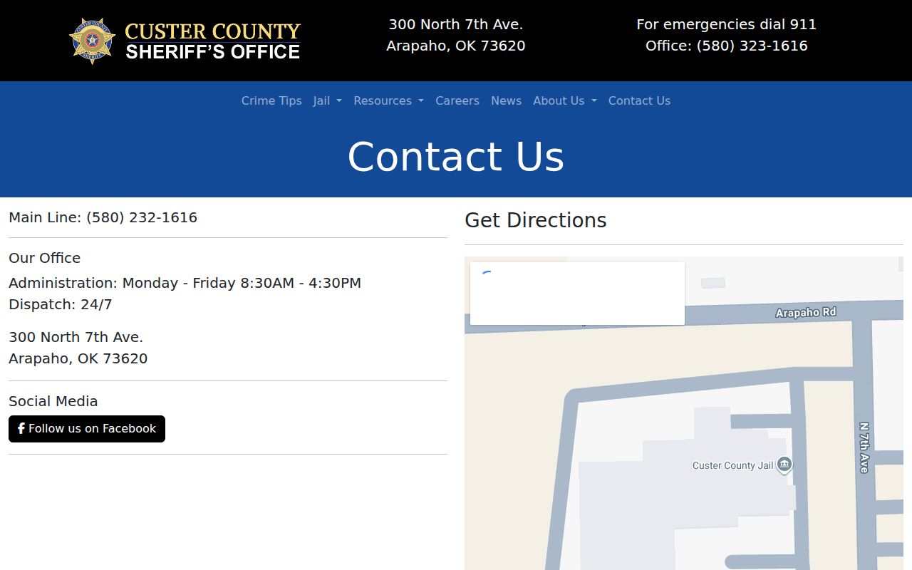 Arapaho warrant records Sheriff dispatch and county office route